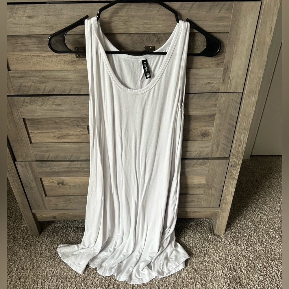 White flowy tank top dress
